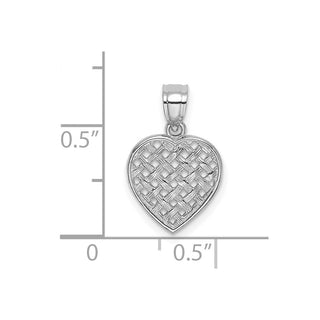 14k White Gold Cut-Out and Textured Woven Heart Pendant