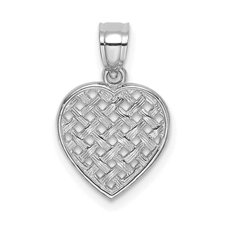 14k White Gold Cut-Out and Textured Woven Heart Pendant