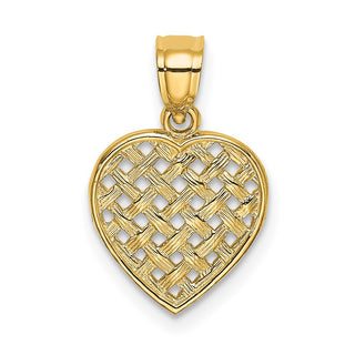 14k Yellow Gold Cut-Out and Textured Woven Heart Charm