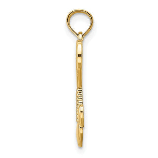 14k Yellow Gold 2-D Polished Heart w/Double Heart Beaded Tassel Pendant