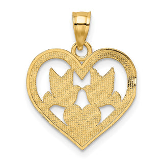 14k Yellow Gold Doves In Heart Charm