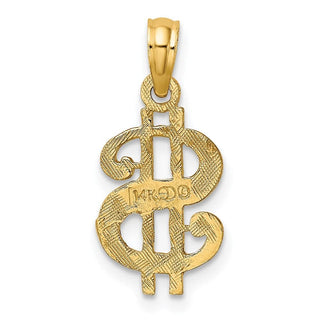 14k Yellow Gold Dollar Sign Pendant K7136