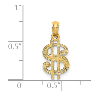 14k Yellow Gold Dollar Sign Pendant K7136