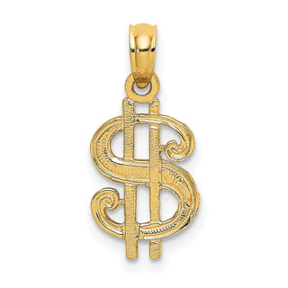 14k Yellow Gold Dollar Sign Pendant K7136