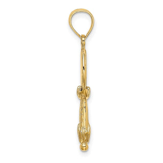 14k Yellow Gold 3-D Hand Mirror Pendant