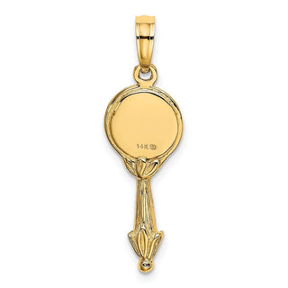 14k Yellow Gold 3-D Hand Mirror Pendant