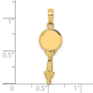 14k Yellow Gold 3-D Hand Mirror Pendant