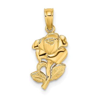 14k Yellow Gold 2-D Polished Rose Pendant