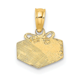 14k Yellow Gold Wrapped Gift Box Pendant