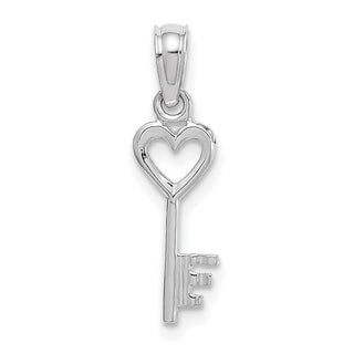 14k White Gold Key w/Heart Pendant