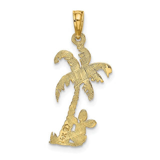 14k Yellow Gold Palm Tree w/Cactus Pendant