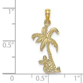 14k Yellow Gold Palm Tree w/Cactus Pendant