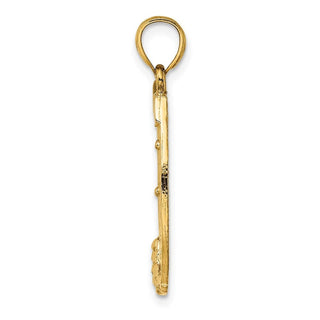 14k Yellow Gold Dollar Sign In Horseshoe Pendant