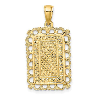 14k Yellow Gold 2-D Queen Playing Card Pendant