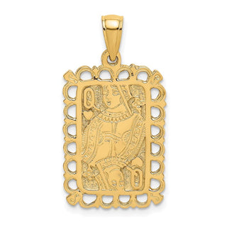 14k Yellow Gold 2-D Queen Playing Card Pendant