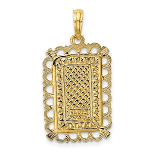 14k Yellow Gold Hearts w/Ace Playing Cards Pendant