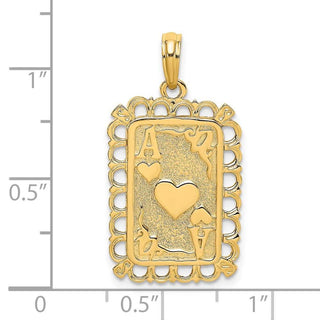 14k Yellow Gold Hearts w/Ace Playing Cards Pendant