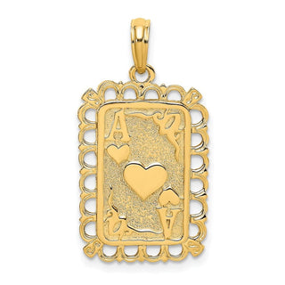 14k Yellow Gold Hearts w/Ace Playing Cards Pendant