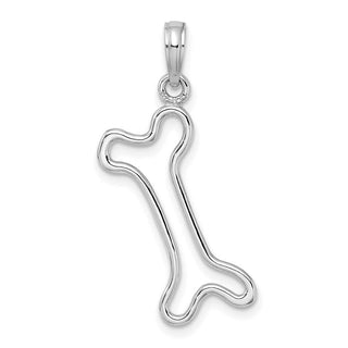 14k White Gold Cut-Out and Polished Dog Bone Pendant