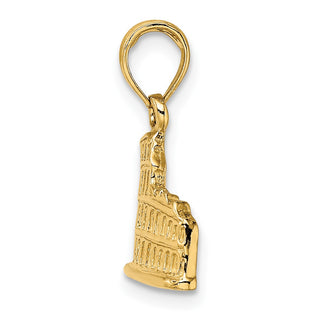 14k Yellow Gold Texture and 2-D Coliseum Pendant