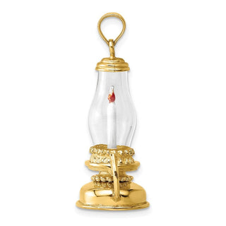 14k Yellow Gold w/ Glass and Enamel 3-D Candle Lantern Pendant