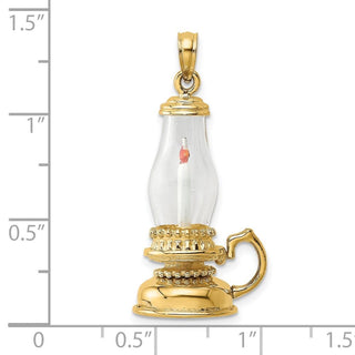 14k Yellow Gold w/ Glass and Enamel 3-D Candle Lantern Pendant
