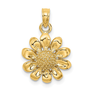14k Yellow Gold 2-D Sunflower Pendant