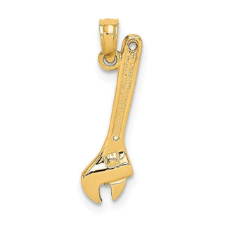 14k Yellow Gold 3-D Adjustable Wrench Pendant