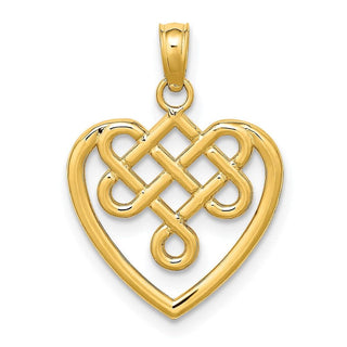 14k Yellow Gold Small Celtic Knot Heart Pendant