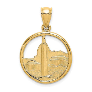 14k Yellow Gold 3-D Washington D.C. Skyline In Frame Pendant