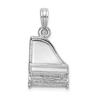 14k White Gold 3-D Moveable Grand Piano Pendant