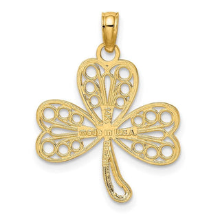 14k Yellow Gold Filigree 3-Leaf Clover Pendant