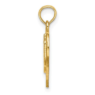 14k Yellow Gold Cut-Out Double Hand Prints In Heart Pendant