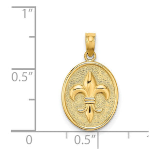 14k Yellow Gold Fleur de Lis on Oval Disc Pendant