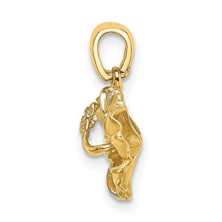 14k Yellow Gold 2-D Textured Hibiscus Flower Pendant