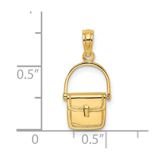 14k Yellow Gold 3-D Moveable Polished Purse Pendant