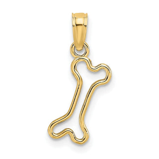 14k Yellow Gold Cut-Out and Polished Mini Dog Bone Pendant