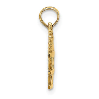 14k Yellow Gold 2-D Wine Barrel With Grapes Pendant