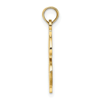14k Yellow Gold Textured Dollar Sign Pendant
