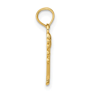 14k Yellow Gold Double Feet Hang Ten Style Pendant