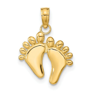 14k Yellow Gold Double Feet Hang Ten Style Pendant