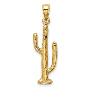14k Yellow Gold 3-D Saguaro Cactus Pendant