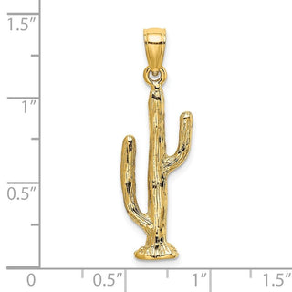 14k Yellow Gold 3-D Saguaro Cactus Pendant