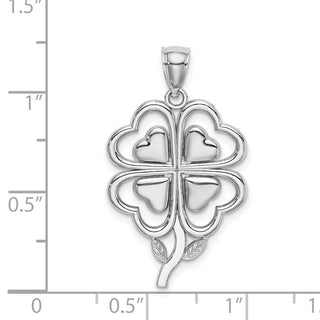 14k White Gold 4-Leaf Clover Pendant