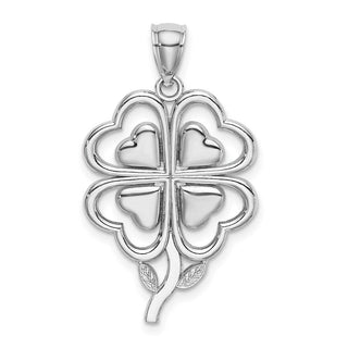 14k White Gold 4-Leaf Clover Pendant