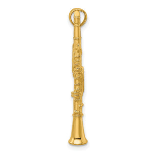 14k Yellow Gold 3-D Clarinet Pendant K7290