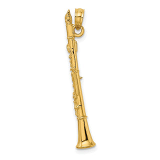 14k Yellow Gold 3-D Clarinet Pendant K7290