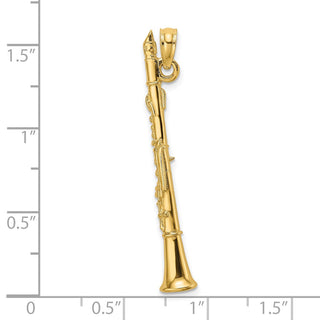 14k Yellow Gold 3-D Clarinet Pendant K7290