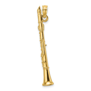 14k Yellow Gold 3-D Clarinet Pendant K7290