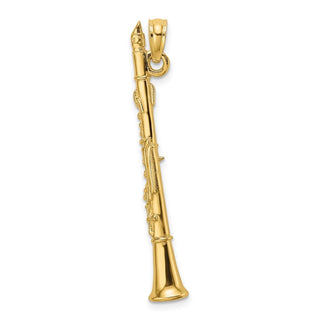 14k Yellow Gold 3-D Clarinet Pendant K7290